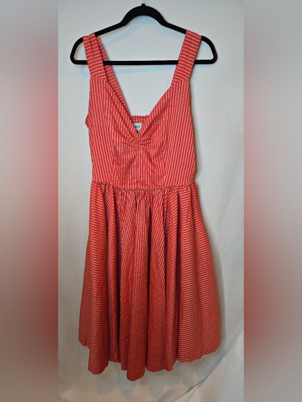 Pretrunia Women’s Vintage Inspired Retro 1950s Coral Red Striped Sundress 10
